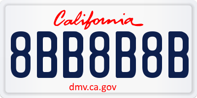 CA license plate 8BB8B8B