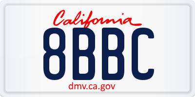 CA license plate 8BBC