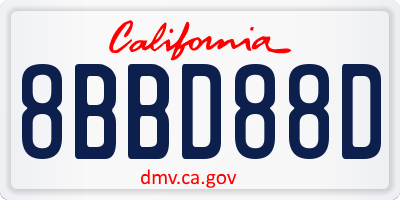 CA license plate 8BBD88D