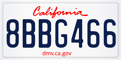 CA license plate 8BBG466
