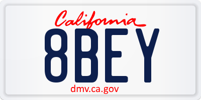 CA license plate 8BEY