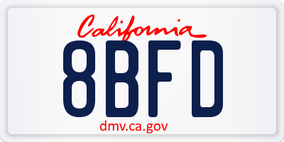 CA license plate 8BFD