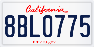 CA license plate 8BL0775