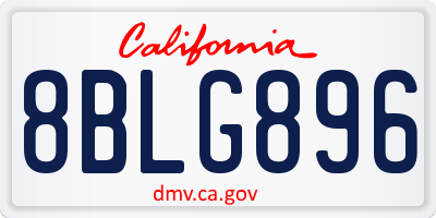 CA license plate 8BLG896