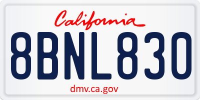 CA license plate 8BNL830