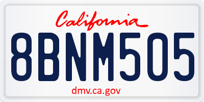 CA license plate 8BNM505