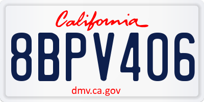 CA license plate 8BPV406