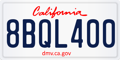 CA license plate 8BQL400