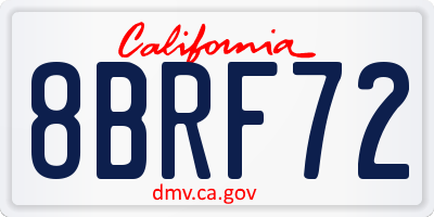 CA license plate 8BRF72