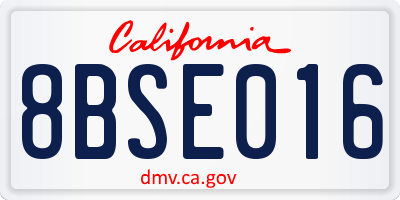 CA license plate 8BSE016