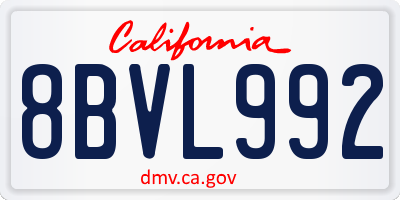 CA license plate 8BVL992