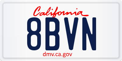 CA license plate 8BVN