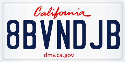 CA license plate 8BVNDJB