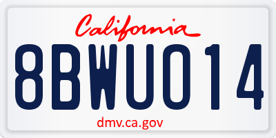 CA license plate 8BWUO14