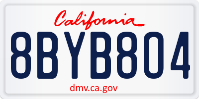 CA license plate 8BYB8O4