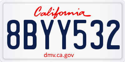 CA license plate 8BYY532