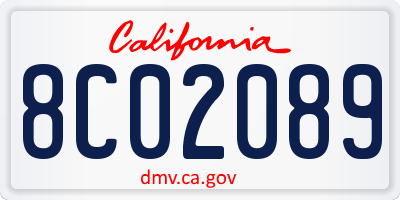 CA license plate 8C02089