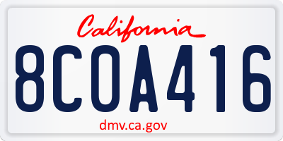 CA license plate 8C0A416