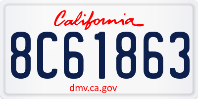 CA license plate 8C61863