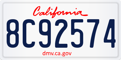 CA license plate 8C92574