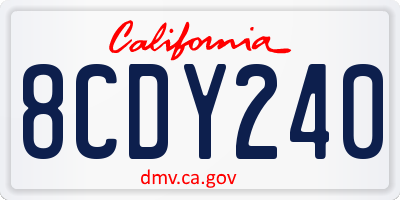 CA license plate 8CDY240