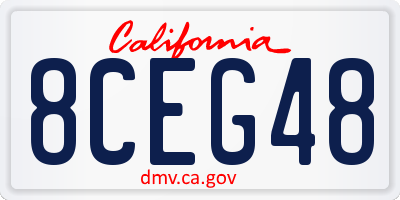 CA license plate 8CEG48