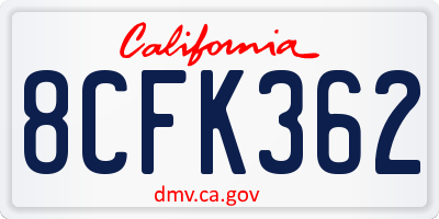 CA license plate 8CFK362