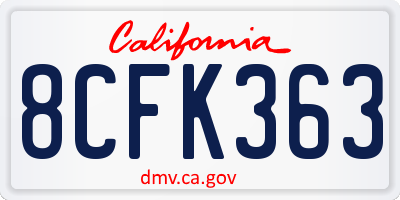 CA license plate 8CFK363