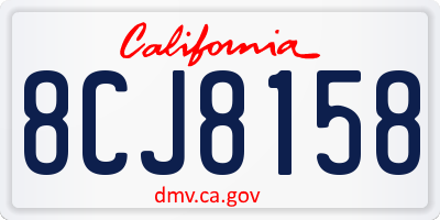 CA license plate 8CJ8158