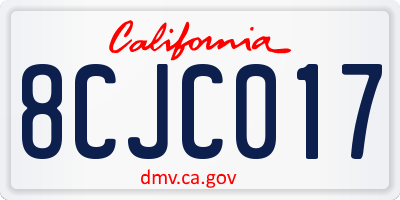 CA license plate 8CJC017