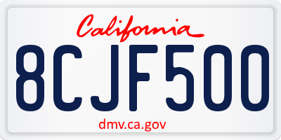 CA license plate 8CJF500