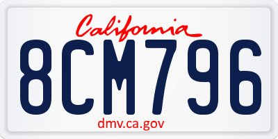 CA license plate 8CM796