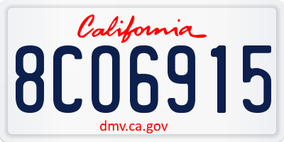 CA license plate 8CO6915