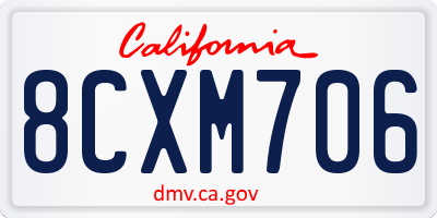 CA license plate 8CXM706