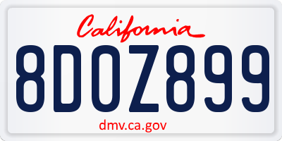 CA license plate 8D0Z899