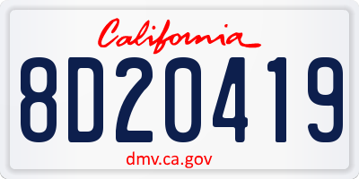 CA license plate 8D20419