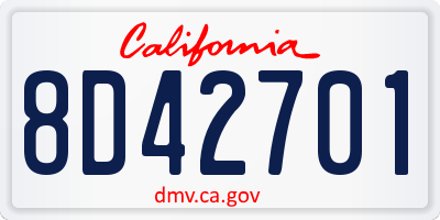 CA license plate 8D42701