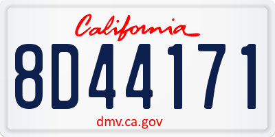 CA license plate 8D44171