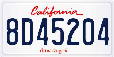 CA license plate 8D45204