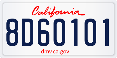 CA license plate 8D60101