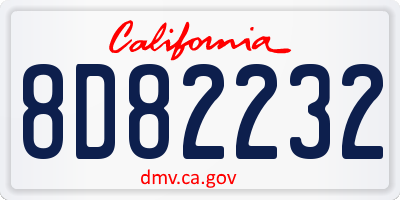 CA license plate 8D82232