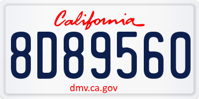 CA license plate 8D89560