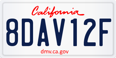 CA license plate 8DAV12F