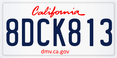CA license plate 8DCK813
