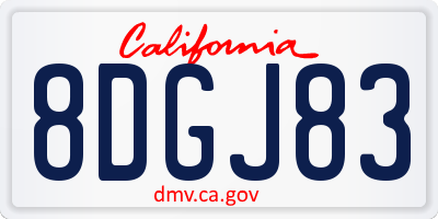 CA license plate 8DGJ83