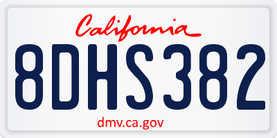 CA license plate 8DHS382