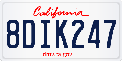 CA license plate 8DIK247