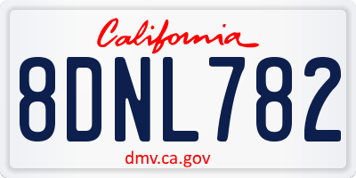 CA license plate 8DNL782