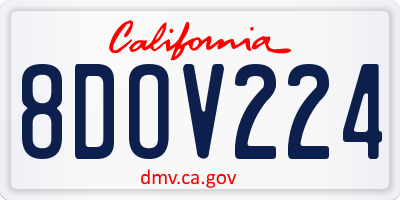 CA license plate 8DOV224