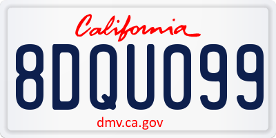 CA license plate 8DQU099